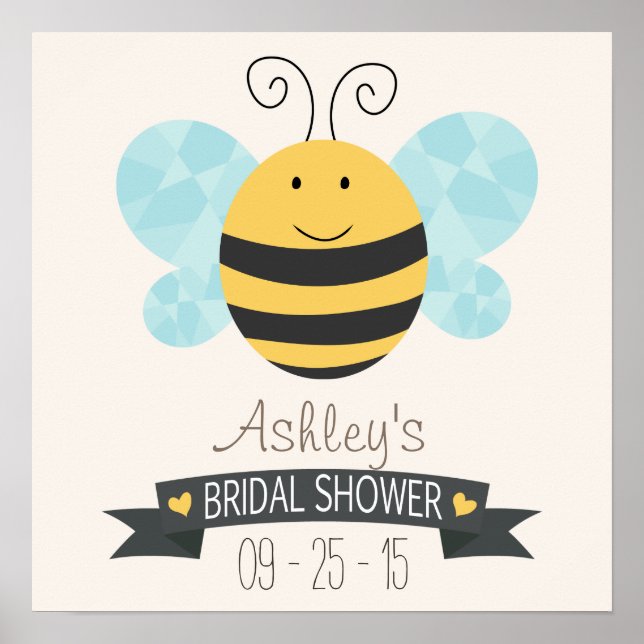 Niedliches Brautparty aus Gelb und Schwarzer Biene Poster (Vorne)