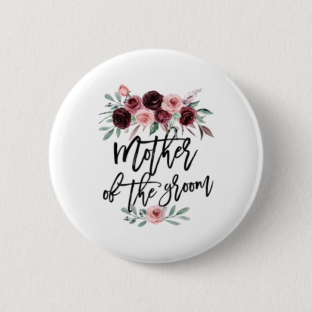 Niedliches Brautparty Hochzeit Blume Design Mutter Button (Vorderseite)