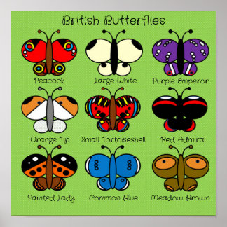 Niedliches britisches Butterfly-Poster Poster