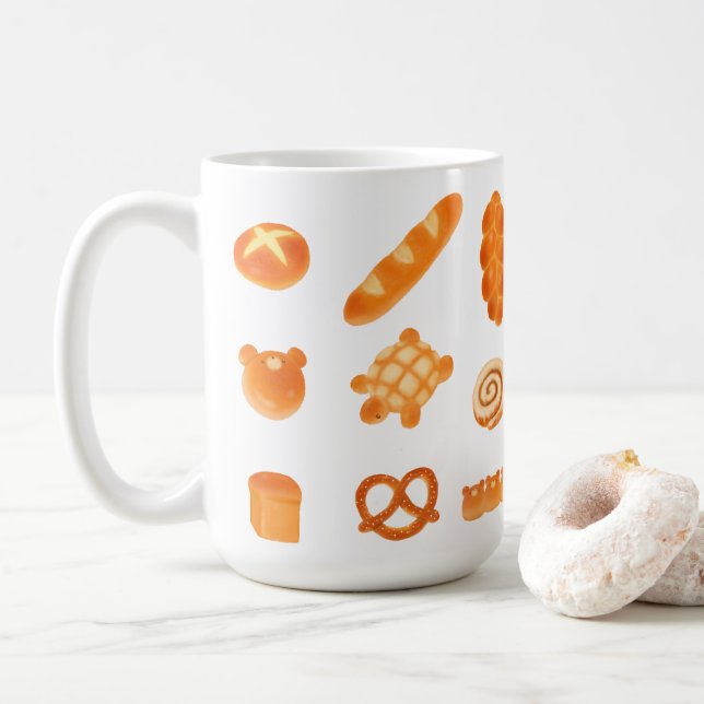 Niedliches Brot Bäckerei Pan Bear Turtle Französis Kaffeetasse (Mit Donut)