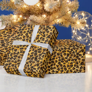 Niedliches Brown/Gold Leopard Wrapping Paper Geschenkpapier