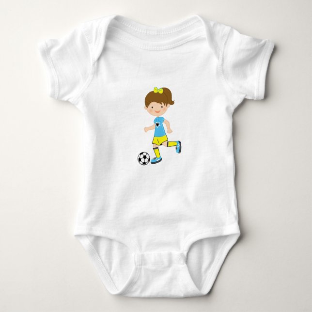 Niedliches Brown Hair Soccer Baby Shirt (Vorderseite)