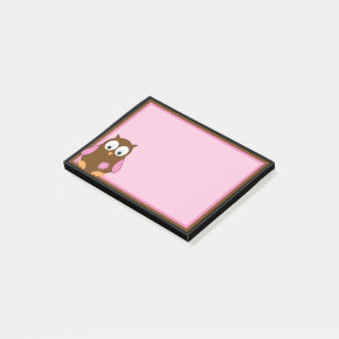 Niedliches Brown Owl mit rosa Flügel Post-it Klebezettel