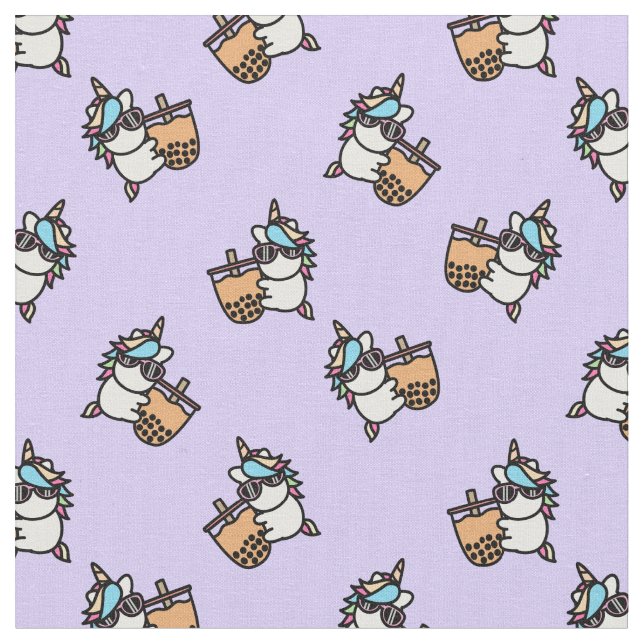 Niedliches Bubble Tee & Unicorn Stoff (Nahaufnahme)
