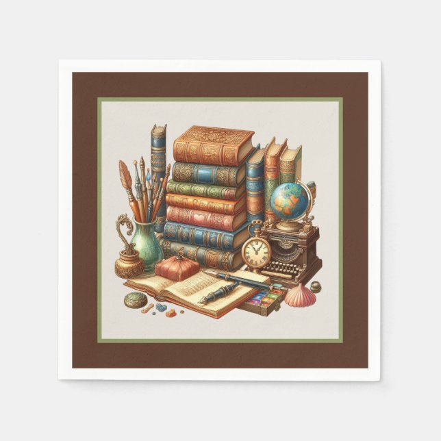 Niedliches Buch-Club-Party Serviette (Vorderseite)