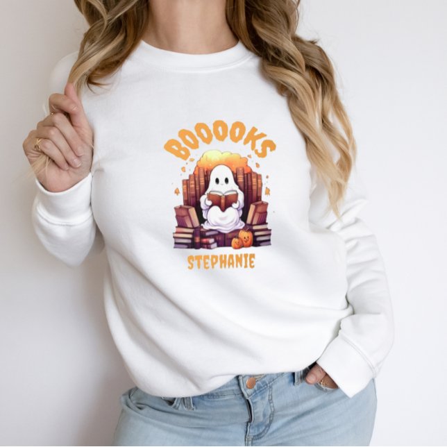 Niedliches Buch Lover Halloween Ghost Lehrer Bibli Sweatshirt (Von Creator hochgeladen)