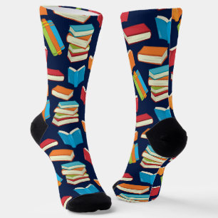 Niedliches Buch Lover Pattern Navy Blue Librarian Socken