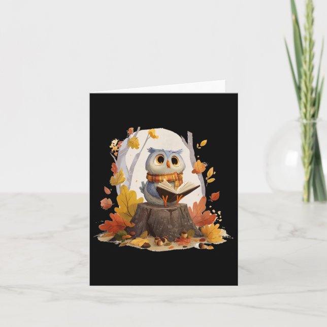 Niedliches Buch Lowl in Herbstwald Kostüme Karte (Vorderseite)