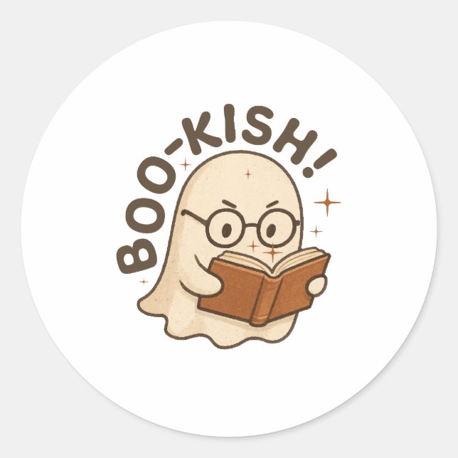 Niedliches Buch Reading Ghost Funny Bookworween Ha Runder Aufkleber (Vorderseite)