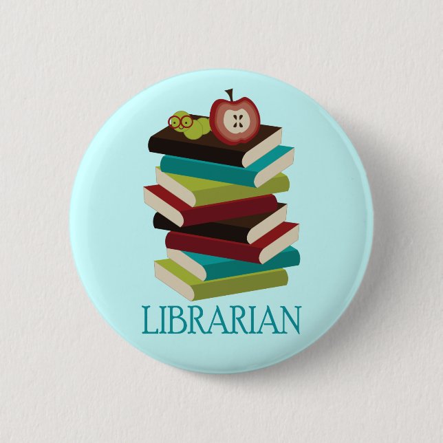 Niedliches Buch-Stapel-Bibliothekar-Geschenk Button (Vorderseite)