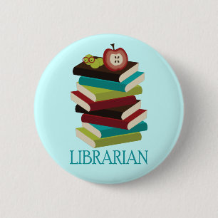 Niedliches Buch-Stapel-Bibliothekar-Geschenk Button