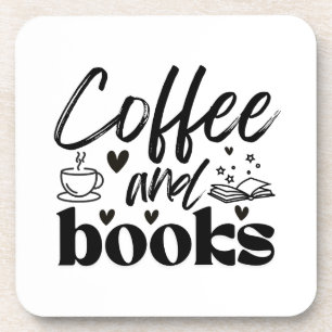 Niedliches Buch und Kaffeeliebhaber Personalisiert Getränkeuntersetzer
