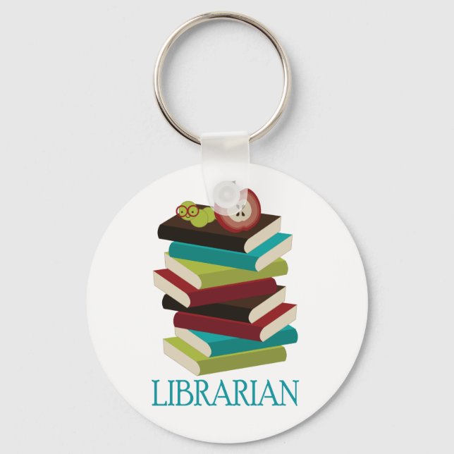 Niedliches Buchstapel-Librarian-Geschenk Schlüsselanhänger (Vorderseite)