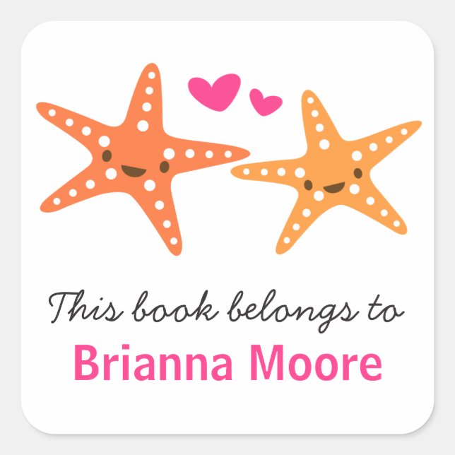 Niedliches Buchzeichen von Seeteufel aus Cartoon Quadratischer Aufkleber (Vorderseite)