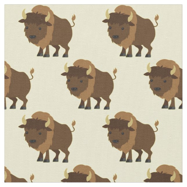 Niedliches Buffalo Bison Cartoon Kinder Stoff (Nahaufnahme)