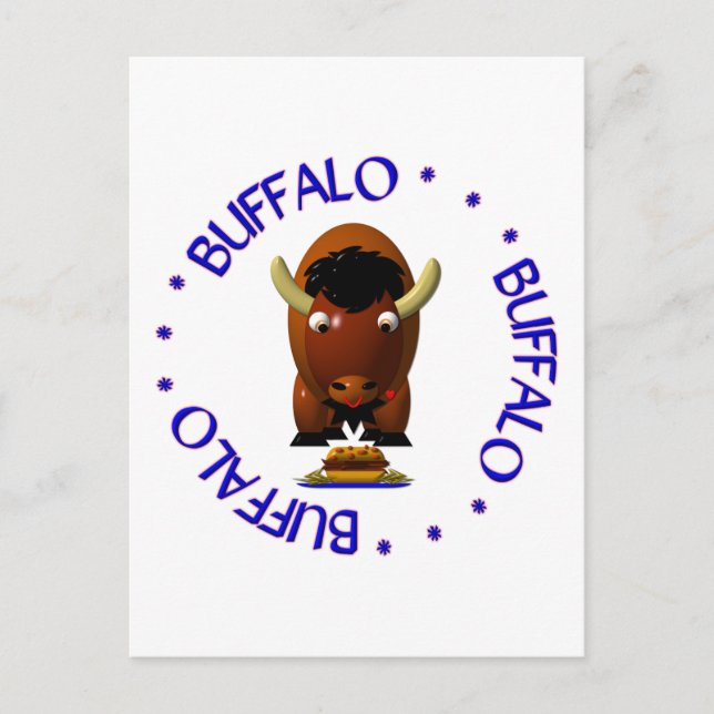 Niedliches Buffalo mit Weck und Buffalo Flügeln Postkarte (Vorderseite)