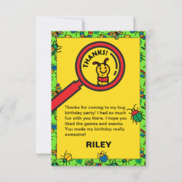 Niedliches Bug- und Insekt-Kindergeburtstag-Party Dankeskarte
