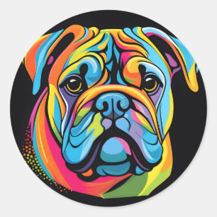 Niedliches Bulldog-Tier Runder Aufkleber