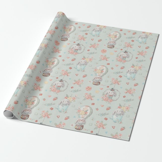 Niedliches Bunnies Musterpapier Geschenkpapier (Ungerollt)
