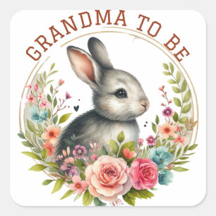 Niedliches Bunny Blossom Oma soll verkündet werden Quadratischer Aufkleber