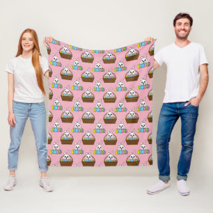 Niedliches Bunny Bunny Colorful Ostereier Hunt Bas Fleecedecke