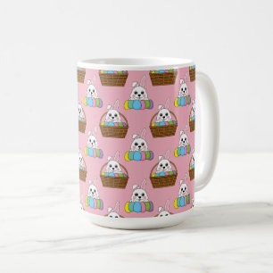 Niedliches Bunny Bunny Colorful Ostereier Hunt Bas Kaffeetasse