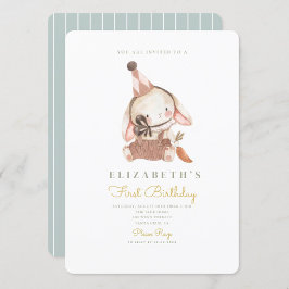 Niedliches Bunny & Carrot Erster Geburtstag 1. Geb Einladung