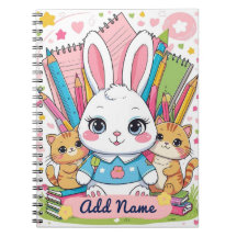 Niedliches Bunny & Cats Notebook - Name