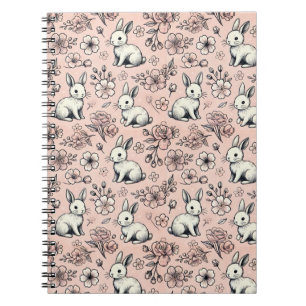 Niedliches Bunny & Cherry Blossom Doodle-Notebook Notizblock