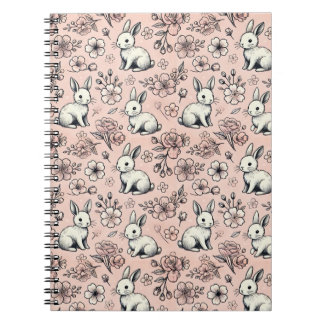 Niedliches Bunny & Cherry Blossom Doodle-Notebook Notizblock