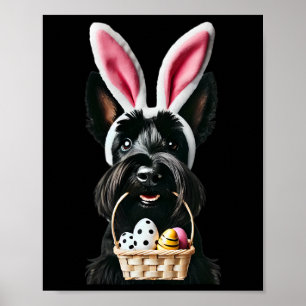 Niedliches Bunny Ear Scottish Terrier Dog Ostereie Poster