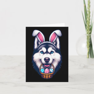 Niedliches Bunny Ear Sibirischer Husky Dog Osterei Karte