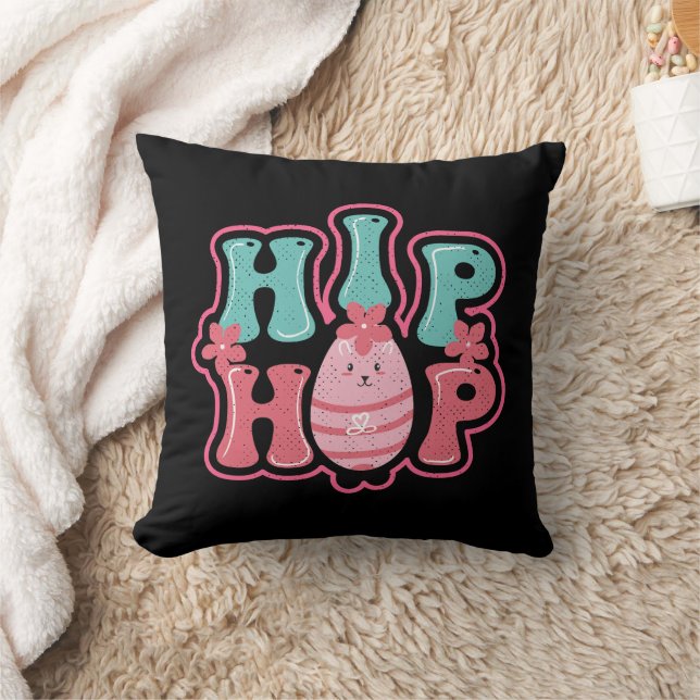 Niedliches Bunny Egg Hunt Hip Hop Happy Osterschwa Kissen (Decke)