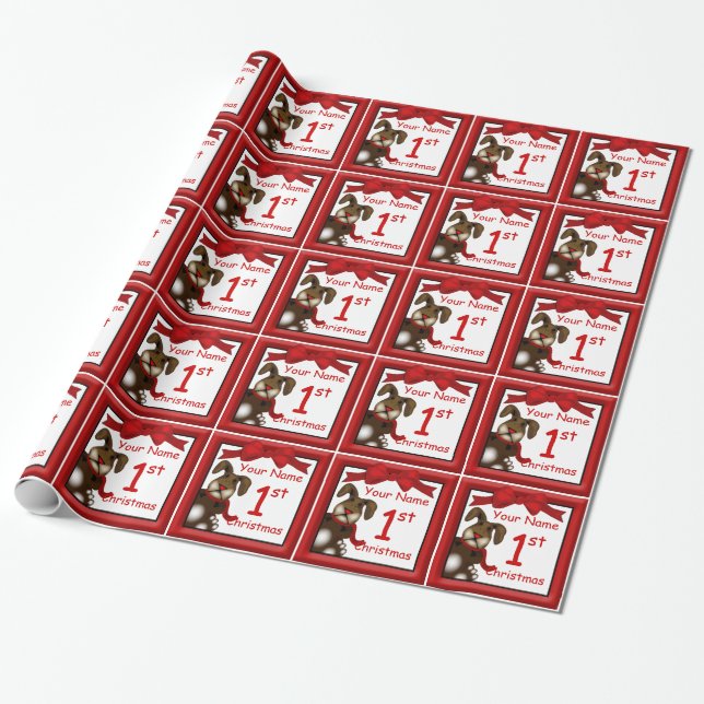 Niedliches Bunny First Christmas Custom Wrapper Geschenkpapier (Ungerollt)