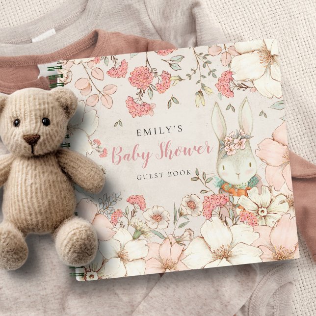 Niedliches Bunny Floral Baby Shower Alternatives G Notizbuch (Von Creator hochgeladen)