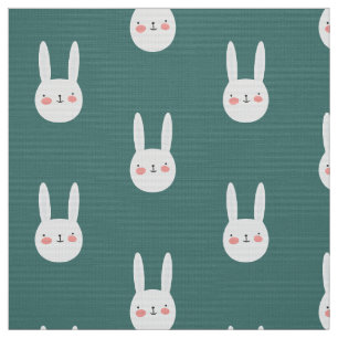 Niedliches Bunny Green Weißes Kaninchen Stoff