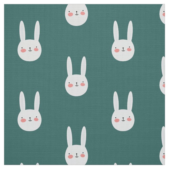Niedliches Bunny Green Weißes Kaninchen Stoff (Muster)