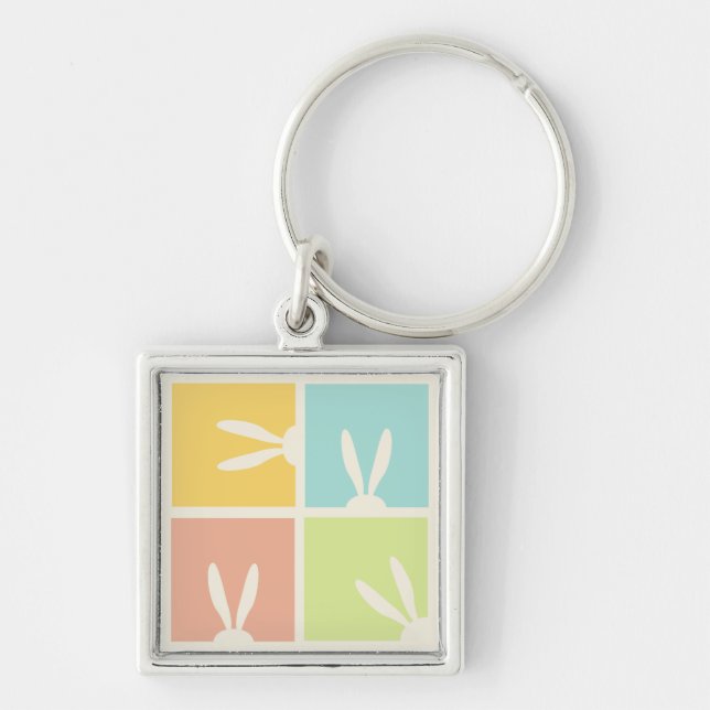 Niedliches Bunny Happy Ostereier Hunt Party Frühja Schlüsselanhänger (Vorne)