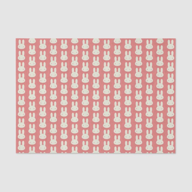 Niedliches Bunny Head Muster Pink Seidenpapier (Vorderseite)