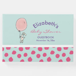 Niedliches Bunny Holding a Balloon Baby Shower Gästebuch