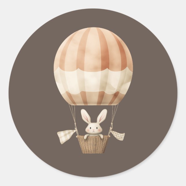 Niedliches Bunny in einem Ballon Runder Aufkleber (Vorderseite)