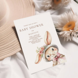 Niedliches Bunny in Hat Baby Dusche Einladung