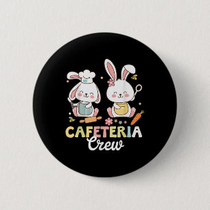 Niedliches Bunny Lunch Lady Cafeteria Crew Frohes Button