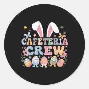 Niedliches Bunny Lunch Lady Cafeteria Crew Frohes  Runder Aufkleber