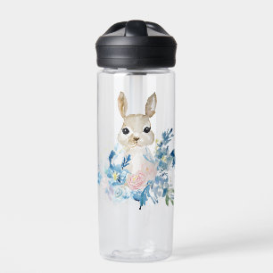 Niedliches Bunny mit Aquarellfarben-Blume Trinkflasche