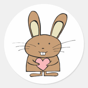 Niedliches Bunny mit Herz Runder Aufkleber