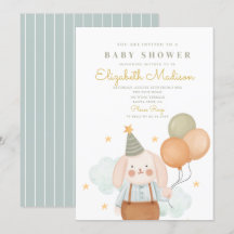 Niedliches Bunny Pink & Baloons Cloud Baby Dusche