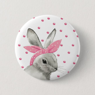 Niedliches Bunny Pink Bow Design Button