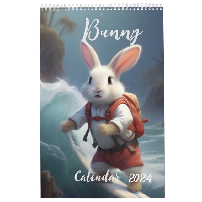 Niedliches Bunny Rabbit 2024 Kalender (Titelbild)