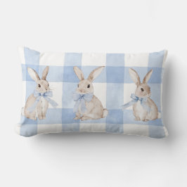 Niedliches Bunny Rabbit Blue Kariert Throw Kissen